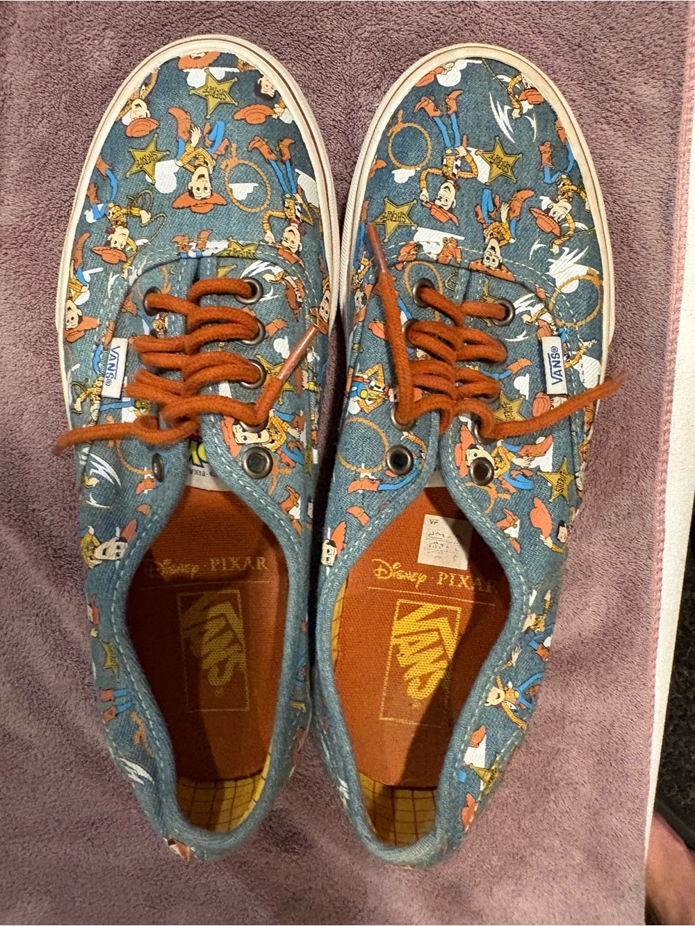 Vans Kids Disney Pixar Cowboy Print Sneakers - Blue with Orange Laces